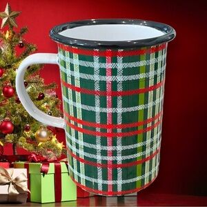 Creative Co-op Enamel Plaid Metal Mug
